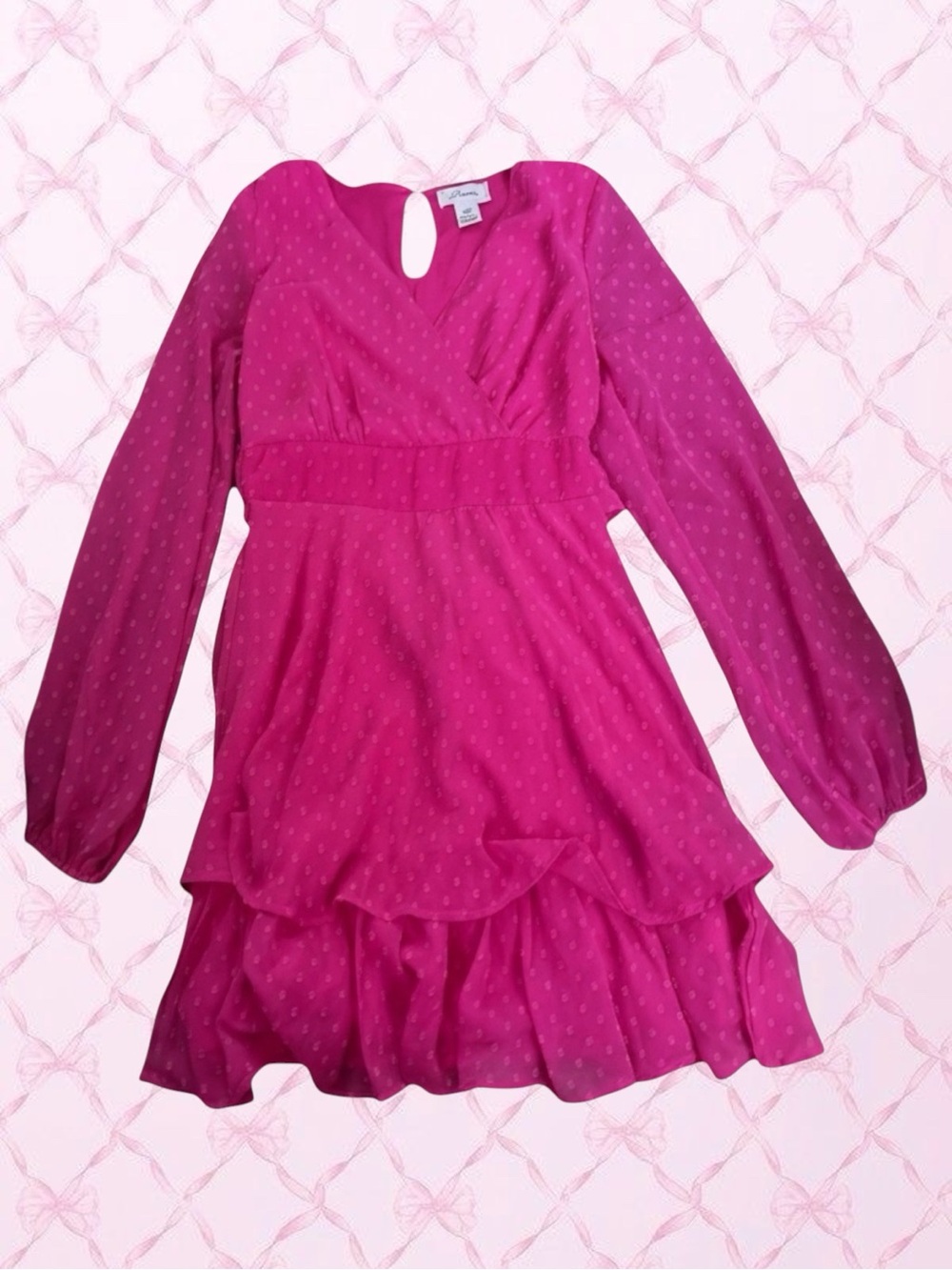 Japna Hot Pink Polka Dot Ruffle Babydoll Dress XS